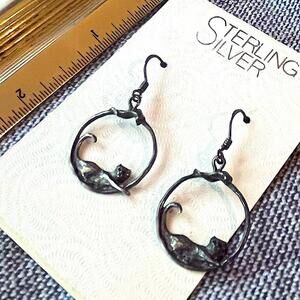 Sterling Silver Cat Earrings - Unique Artisan Design​‎